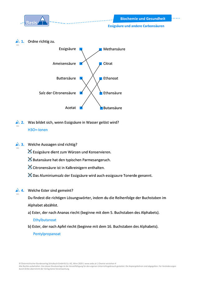 Essigsäure und andere Carbonsäuren