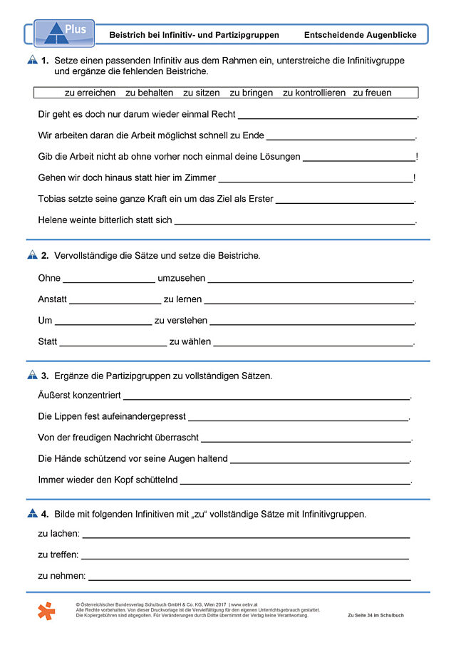 Beistrich bei Infinitiv- und Partizipgruppen