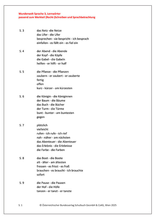 WW3 Lernwörterliste