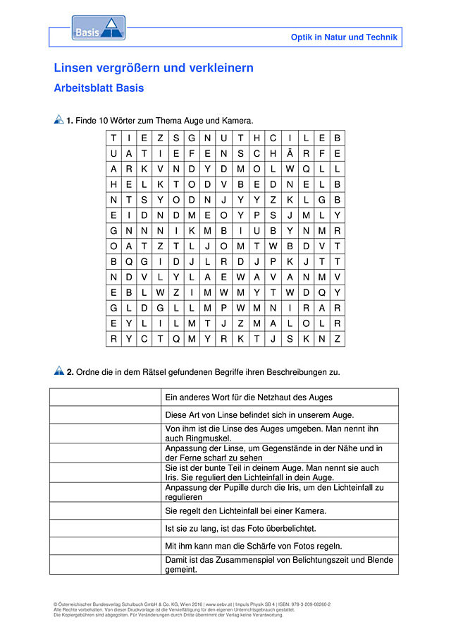 Linsen vergrößern und verkleinern