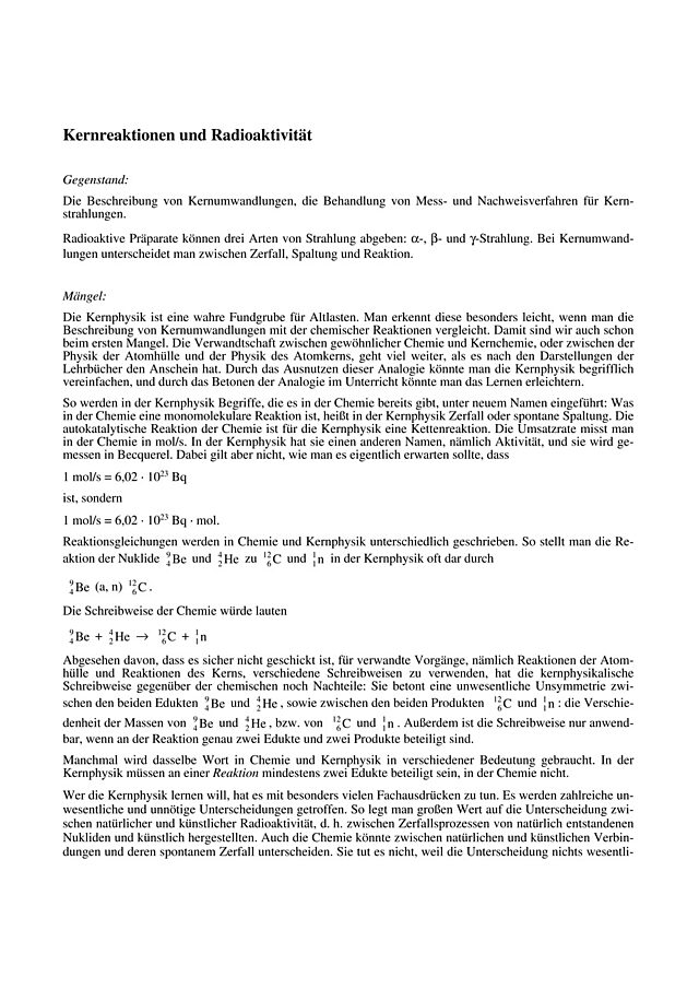 Kernreaktionen und Radioaktivität
