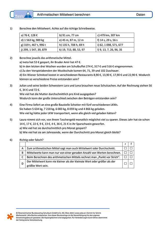 Arithmetisches Mittel berechnen