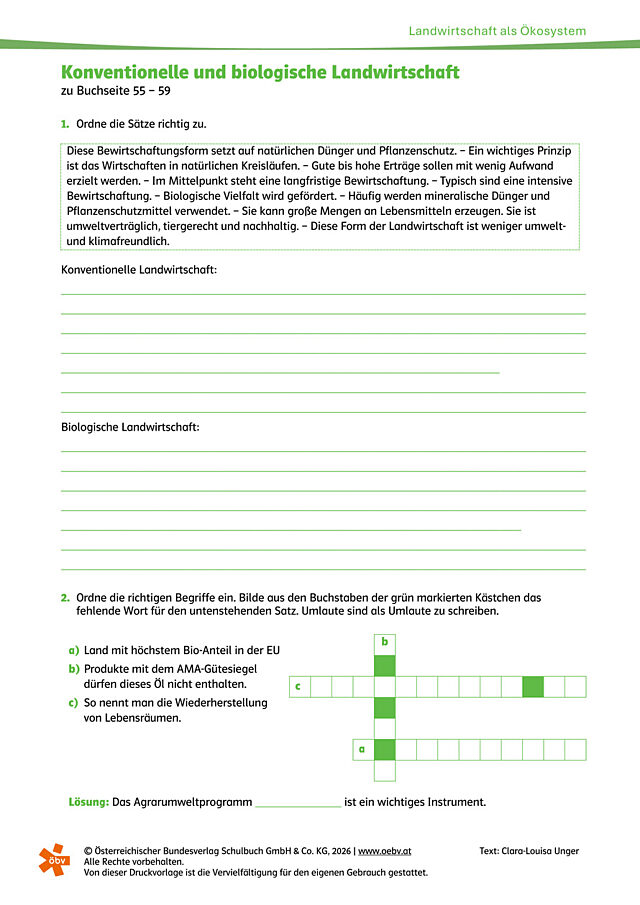 Konventionelle und biologische Landwirtschaft