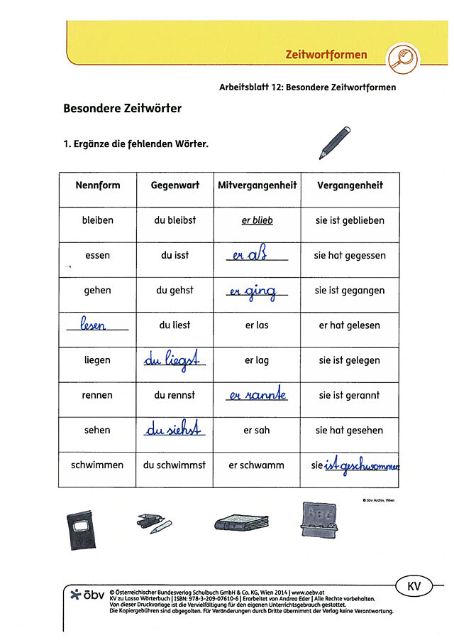 Besondere Zeitwortformen
