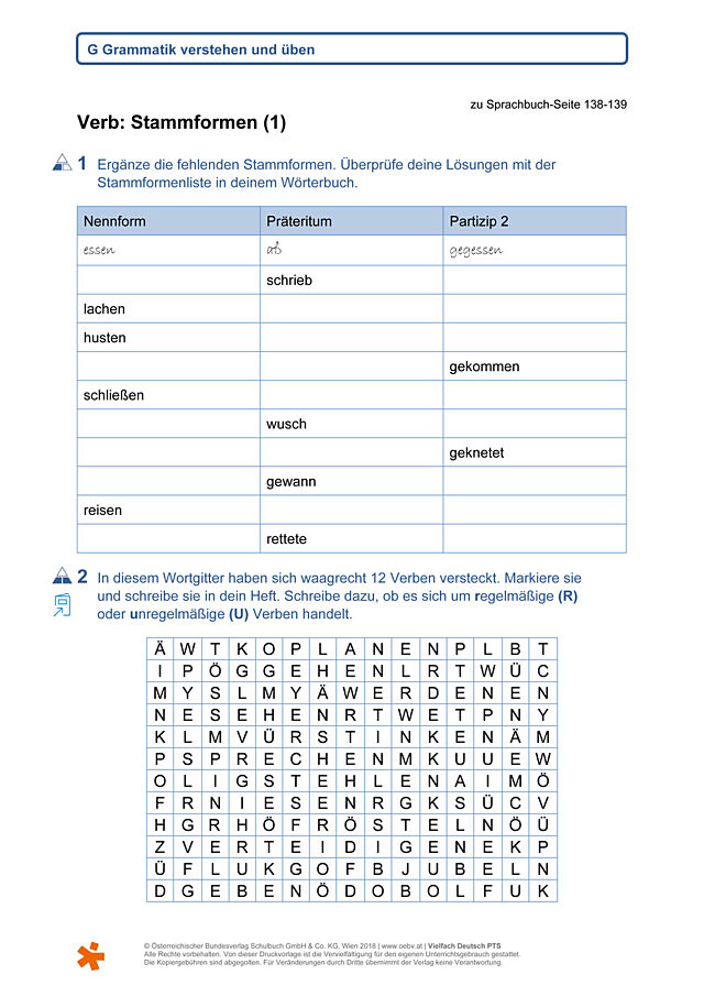 Verb: Stammformen (1)