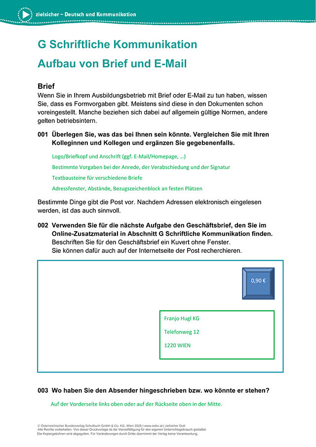 Aufbau von Brief und E-Mail