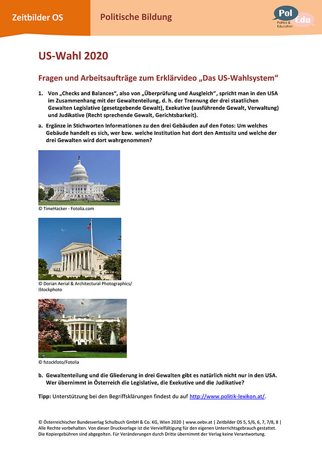 US-Wahl 2020: Fragen und Aufgaben zum Video „Das US-Wahlsystem“