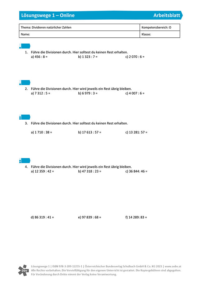 Dividieren natürlicher Zahlen