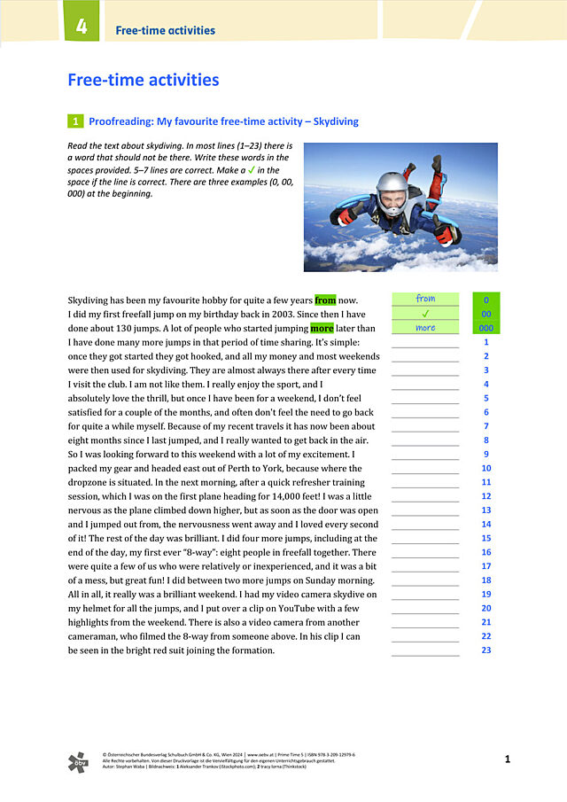 Free-time activities: Proofreading