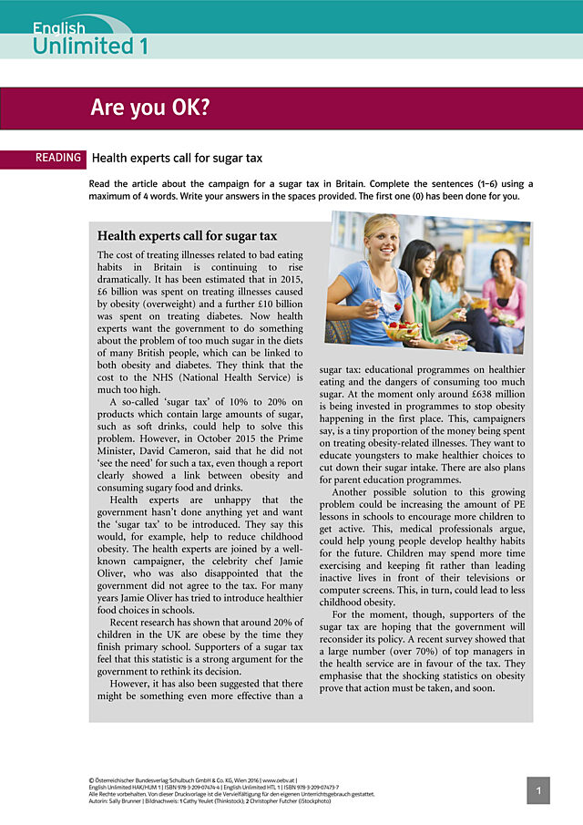 Health experts call for sugar tax (4-word sentence completion)