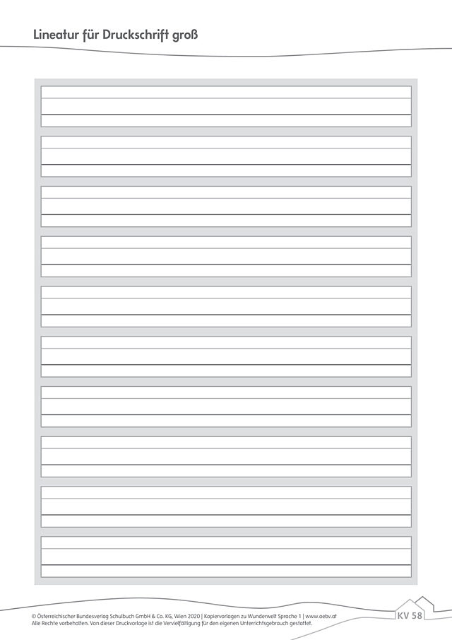 Lineatur für Druckschrift