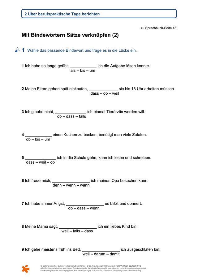 Bindewörter (2)