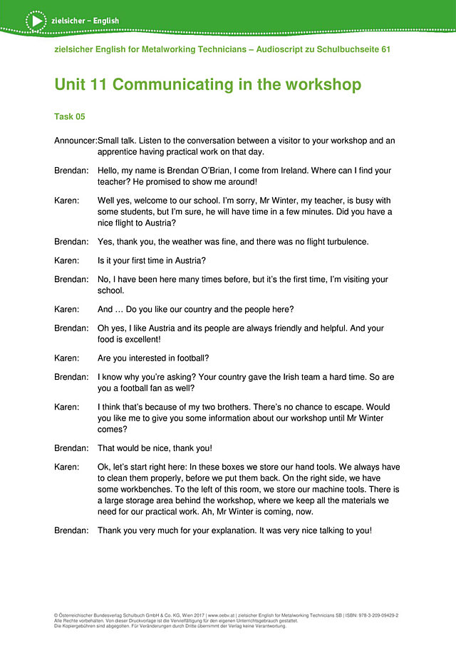 Communicating in the workshop