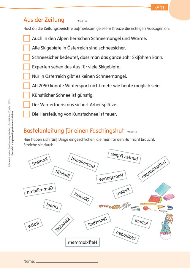 Aus der Zeitung, Bastelanleitung für einen Faschingshut