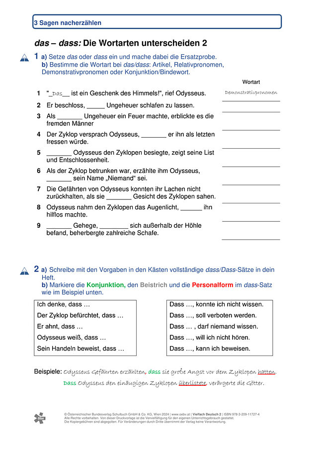 das - dass Wortarten 2