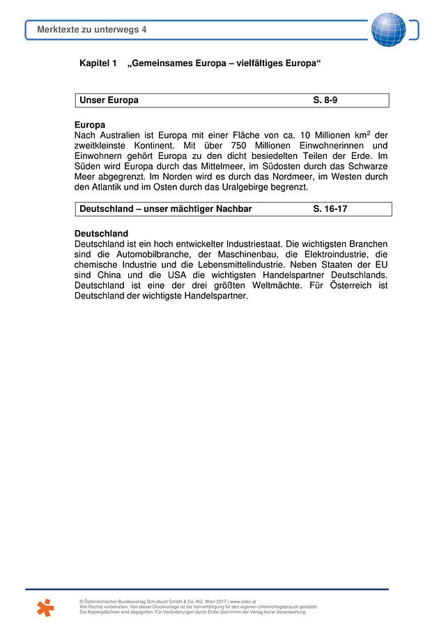 Gemeinsames Europa - vielfältiges Europa Merktexte