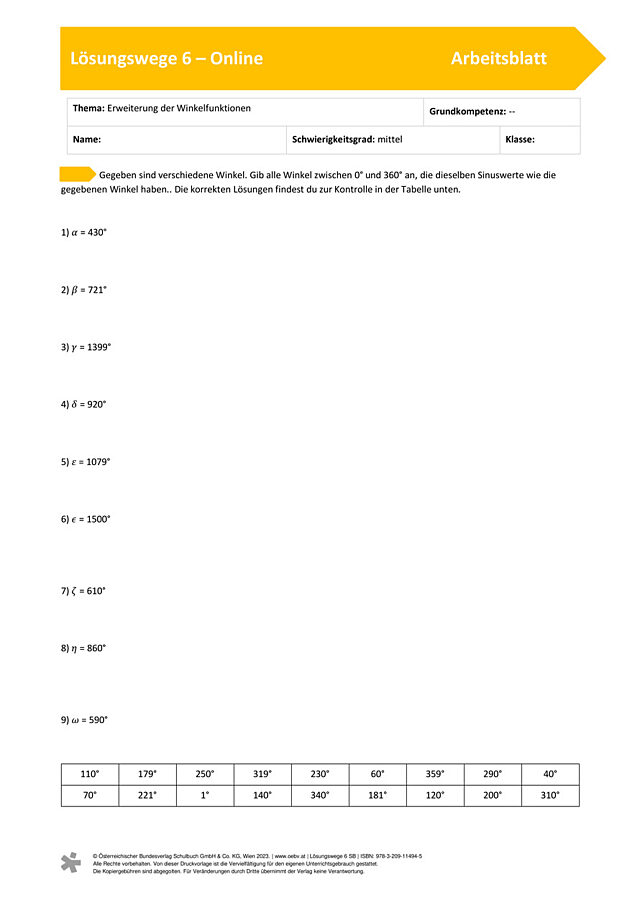 Winkelfunktionen erweitern