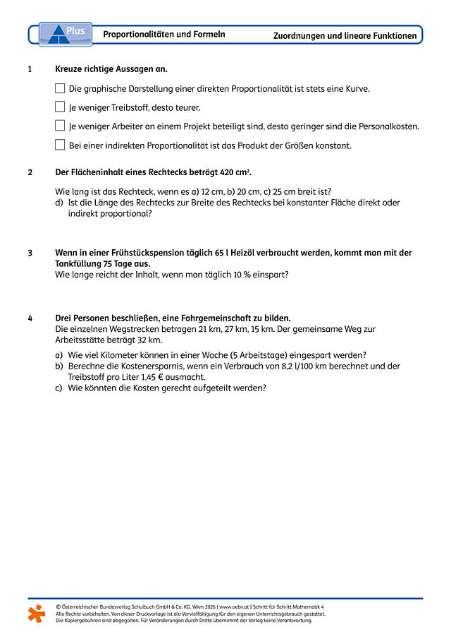 Proportionalitäten und Formeln