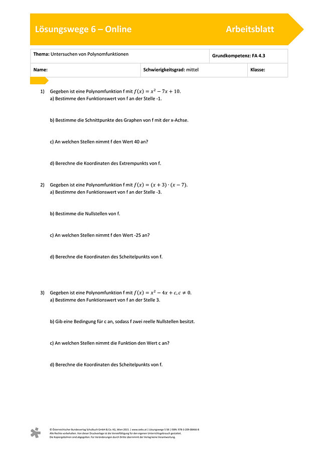 Polynomfunktionen untersuchen