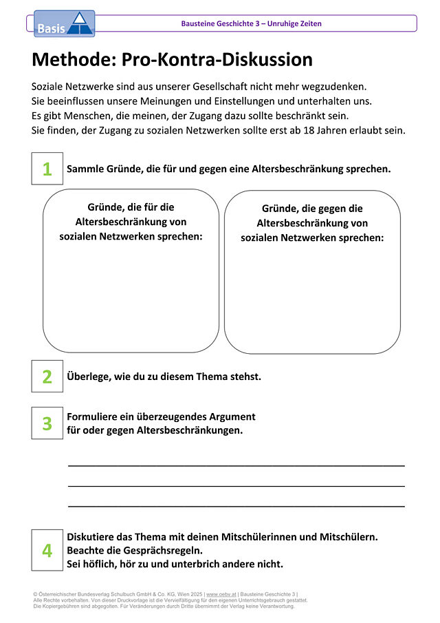 Methode: Pro-und-Kontra-Diskussion