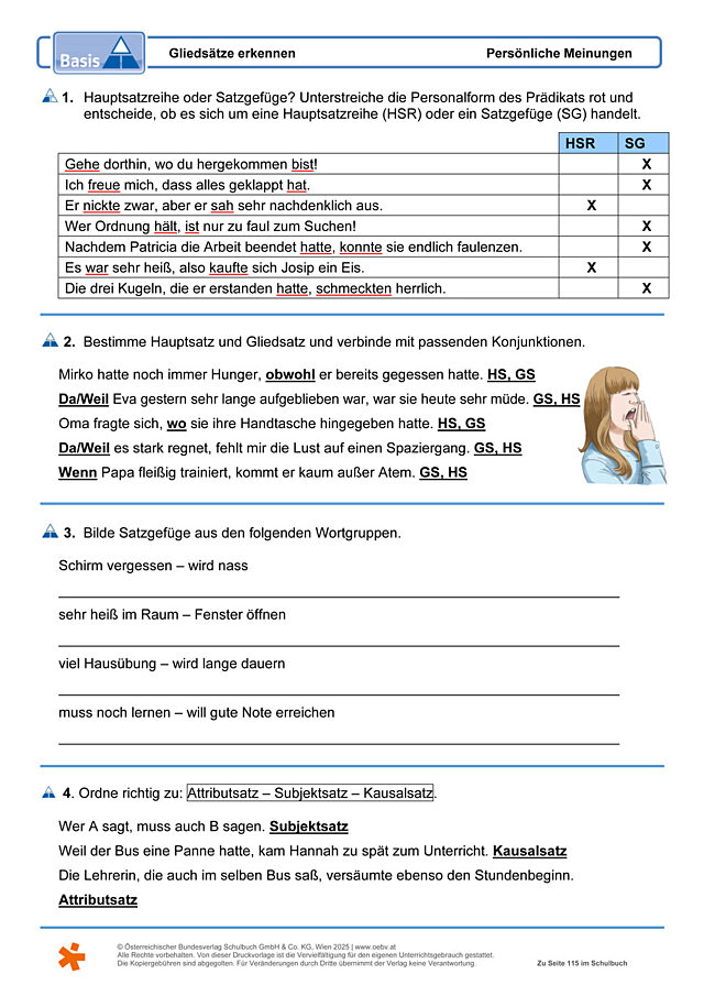Gliedsätze erkennen