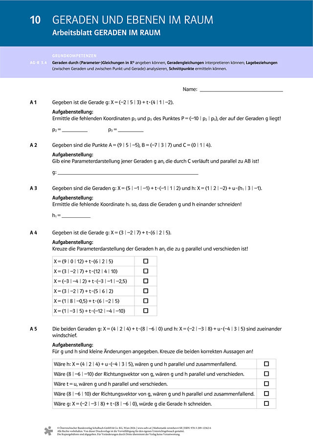 Geraden im Raum