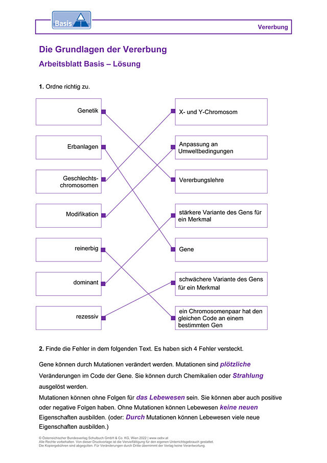 Die Grundlagen der Vererbung