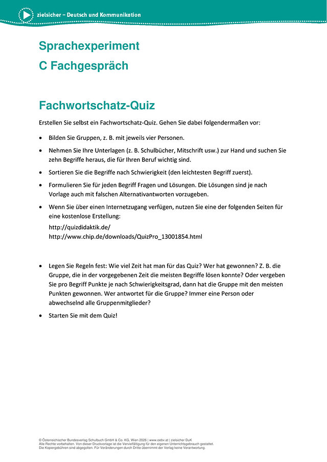 Fachwortschatz-Quiz
