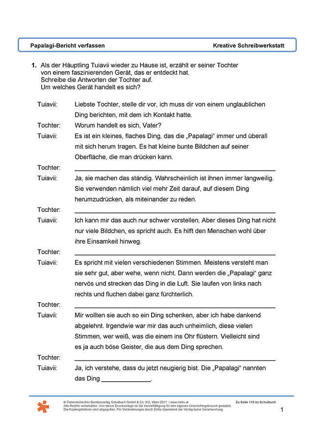 Papalagi-Bericht verfassen