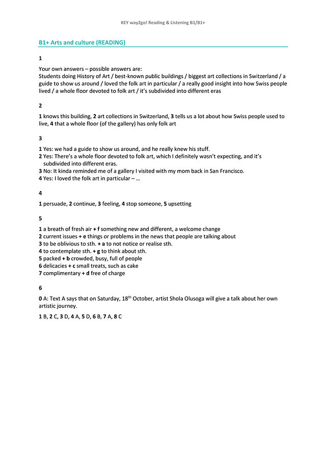 Key B1+ Reading & Listening