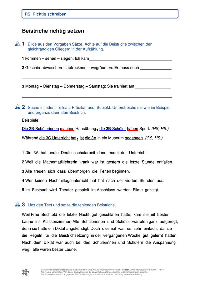 Beistriche setzen