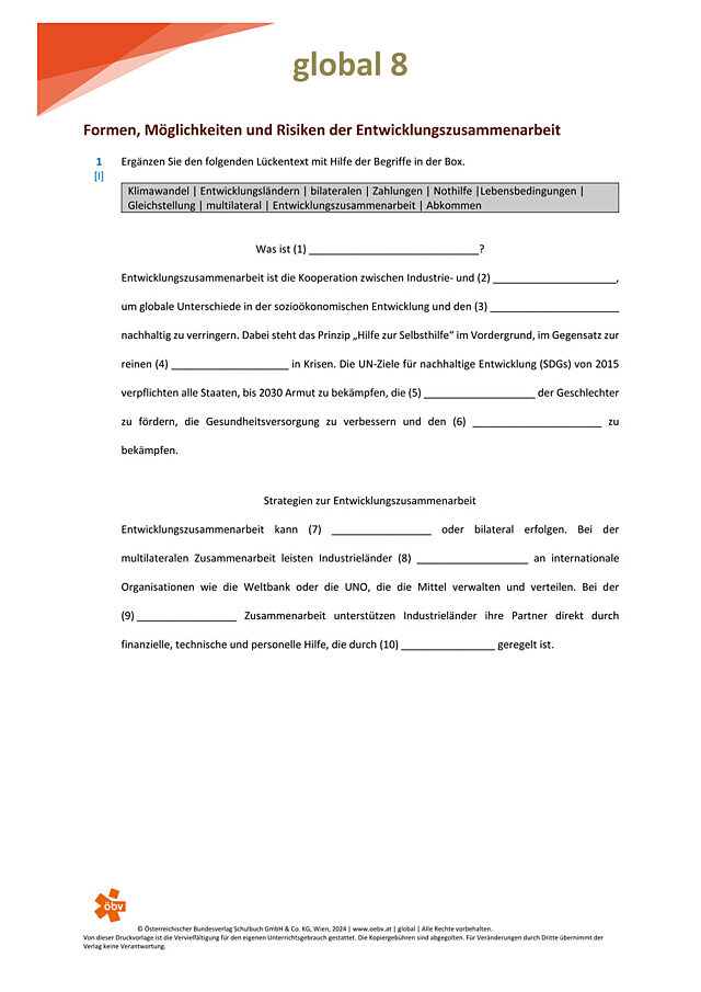 Formen Möglichkeiten und Risiken der Entwicklungszusammenarbeit