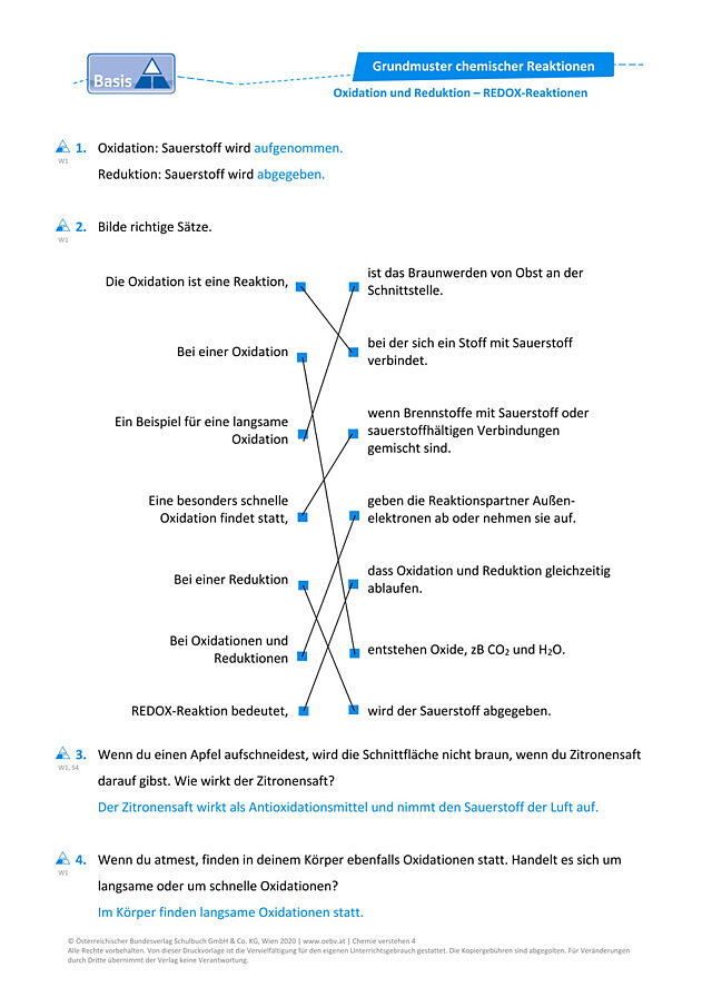 Oxidation und Reduktion - REDOX-Reaktionen