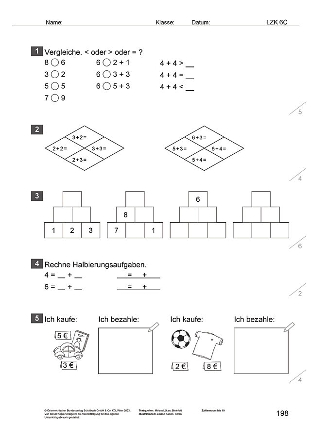 Das Zahlenbuch 1, Lernzielkontrolle 6C