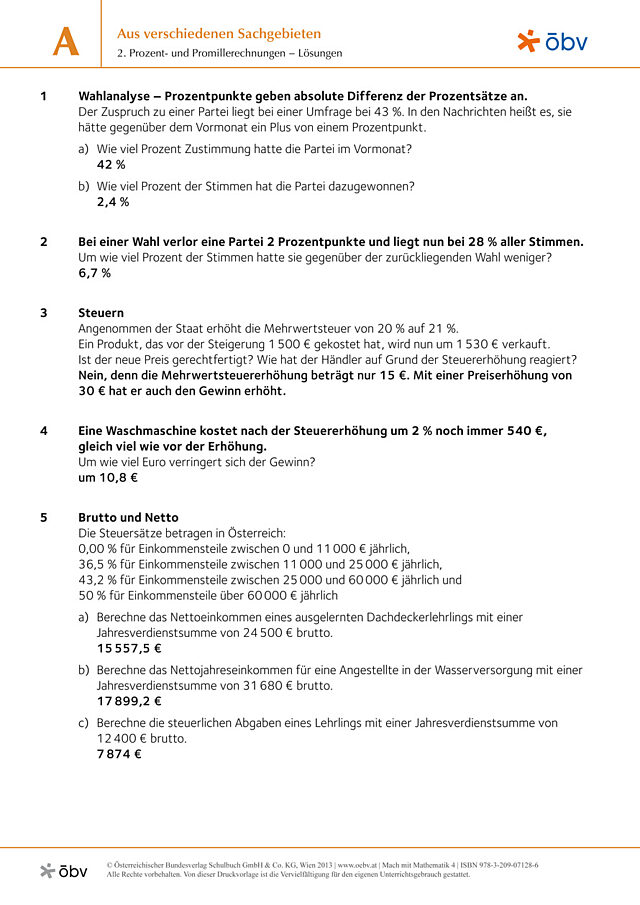 2. Prozentrechnungen – Rückblick