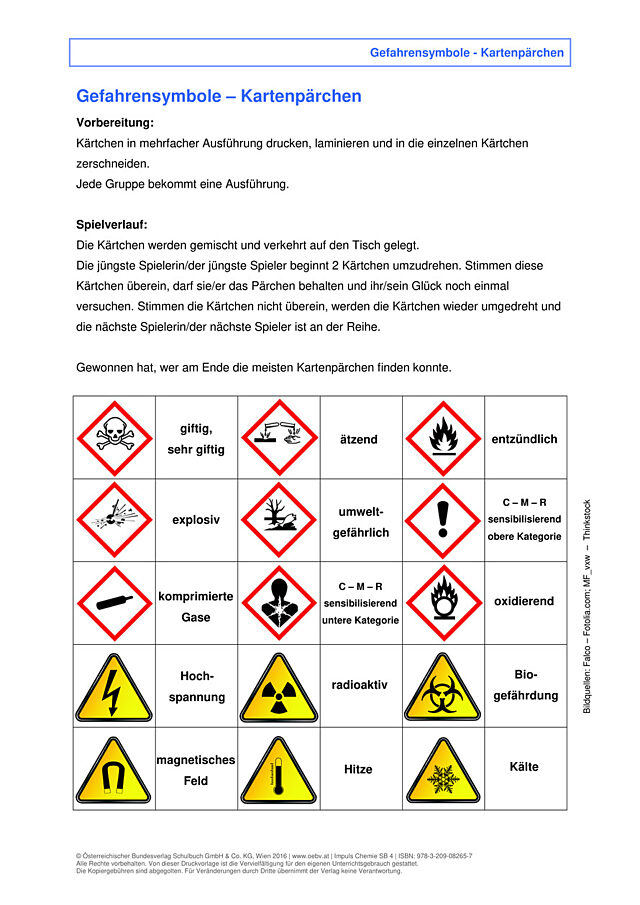 Kartenpärchen - Gefahrensymbole