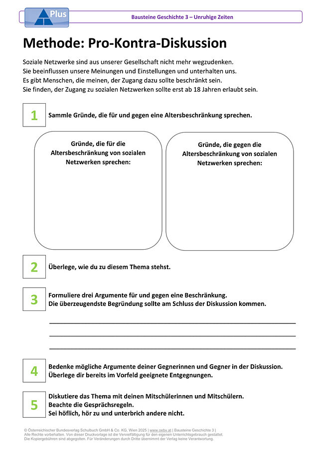 Methode: Pro-und-Kontra-Diskussion