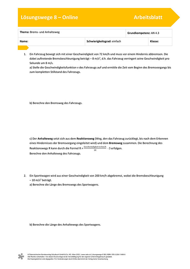 Brems- und Anhaltweg