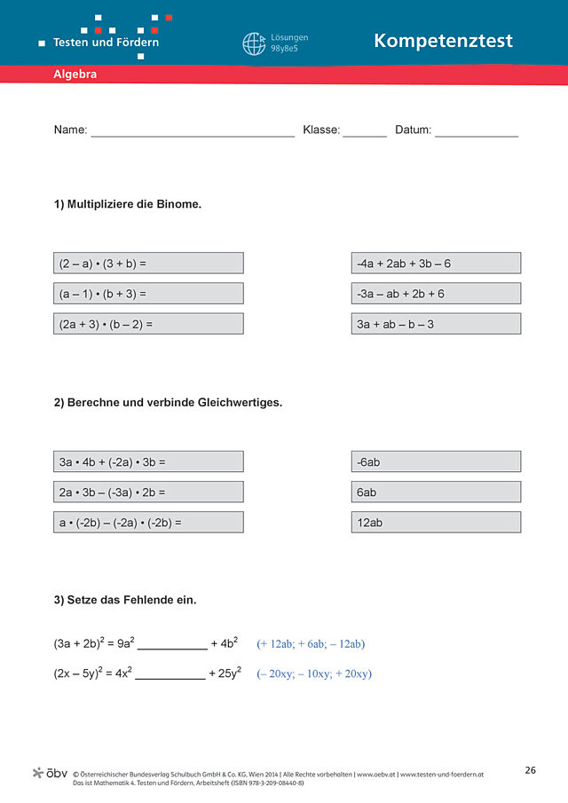 Test Algebra