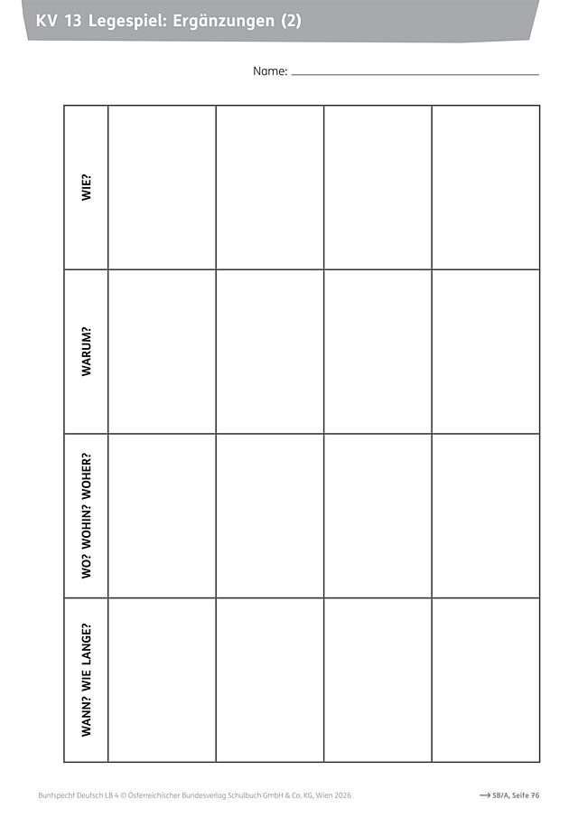 Legespiel: Ergänzungen 2