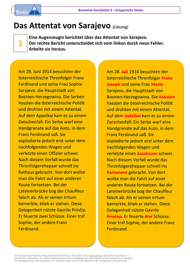 Das Attentat von Sarajevo