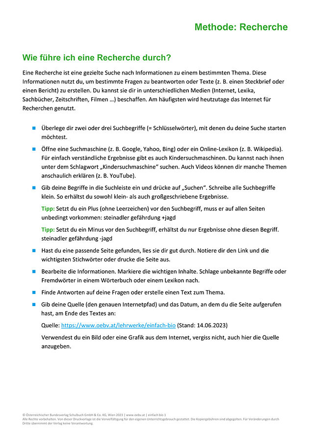 Methode: Recherche