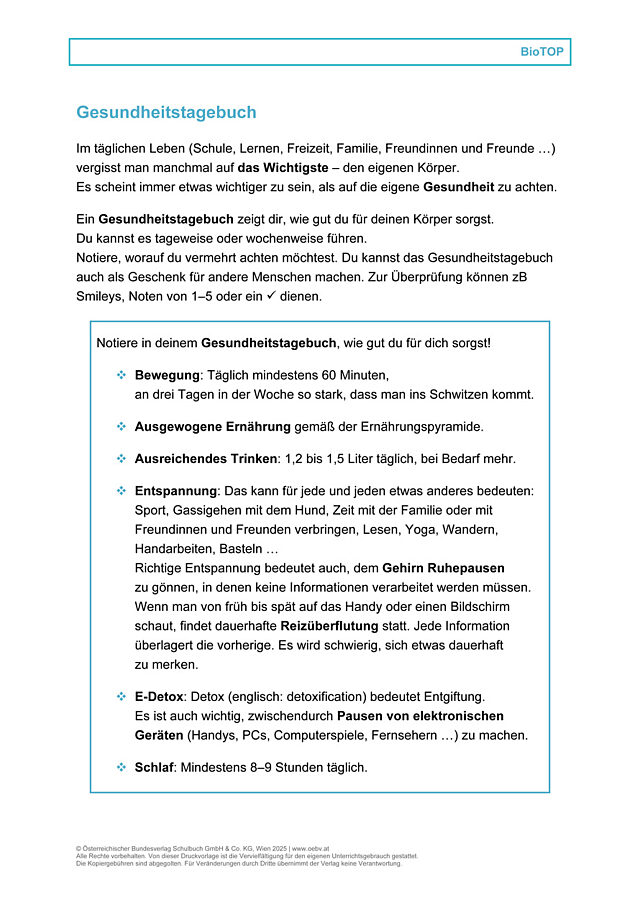 Gesundheitstagebuch