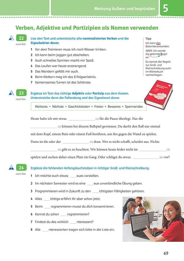 Verben, Adjektive und Partizipien als Nomen