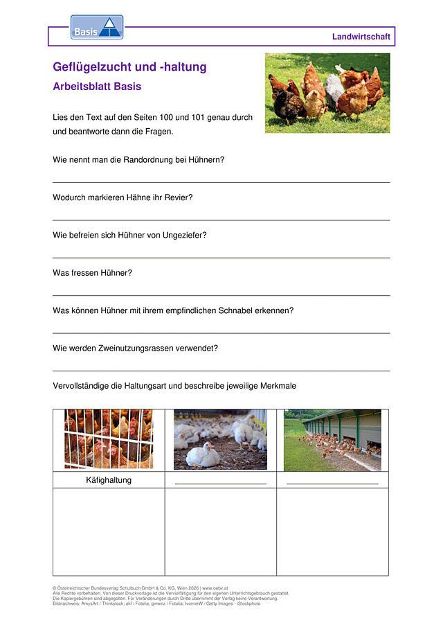 Geflügelzucht und -haltung