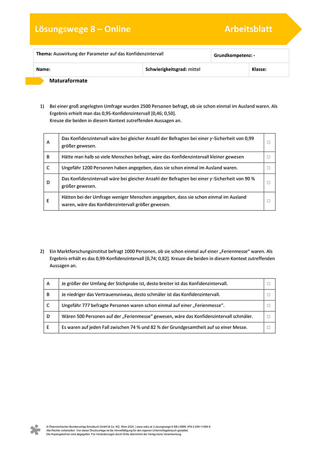 Auswirkung der Parameter auf das Konfidenzintervall