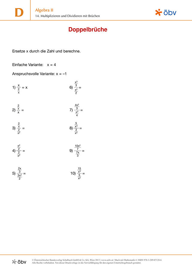 14. Multiplizieren und Dividieren mit Brüchen
