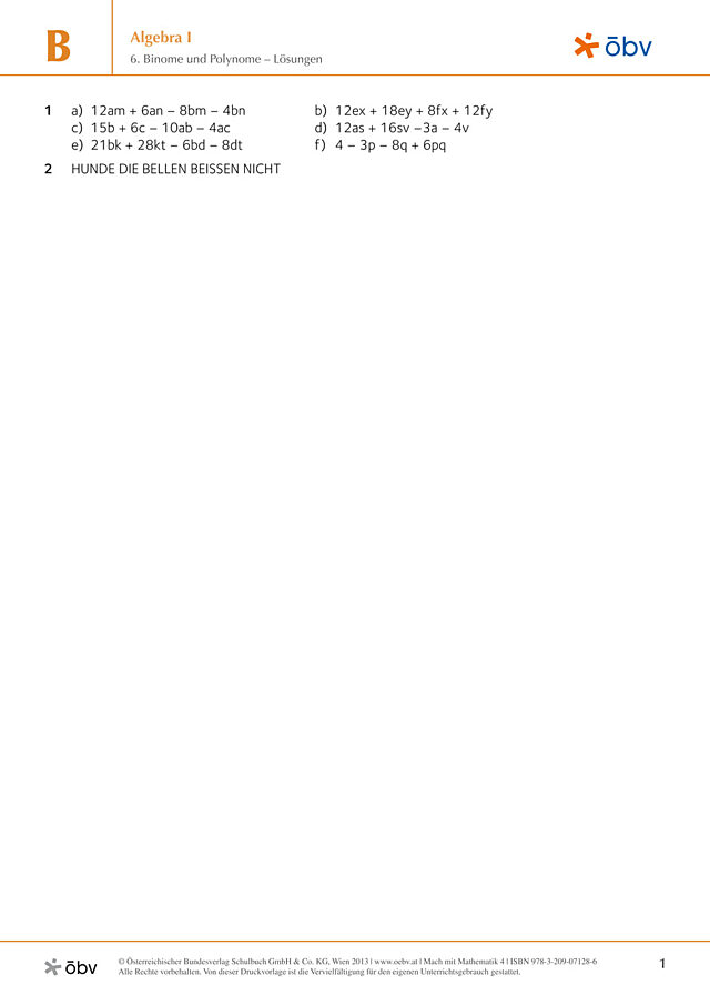 6. Binome und Polynome