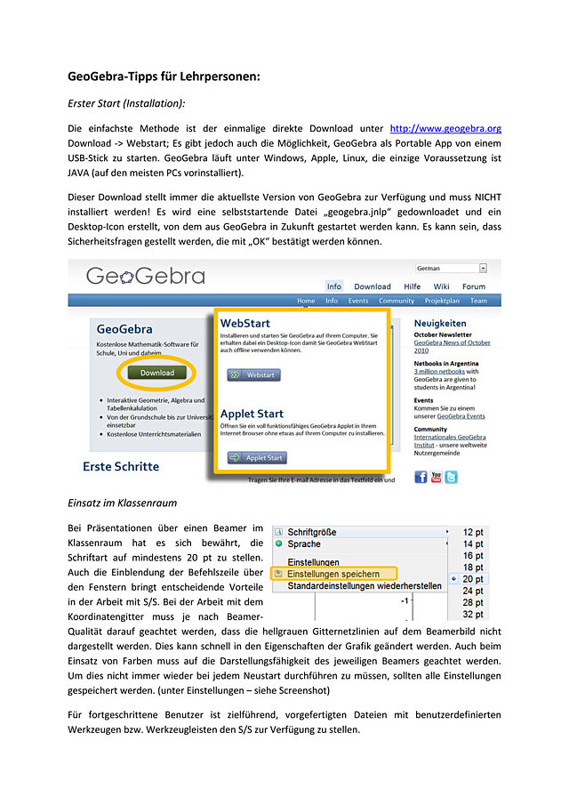 GeoGebra-Tipps für LehrerInnen