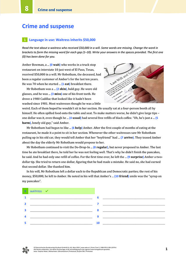 Crime and suspense: Language in use (word formation)